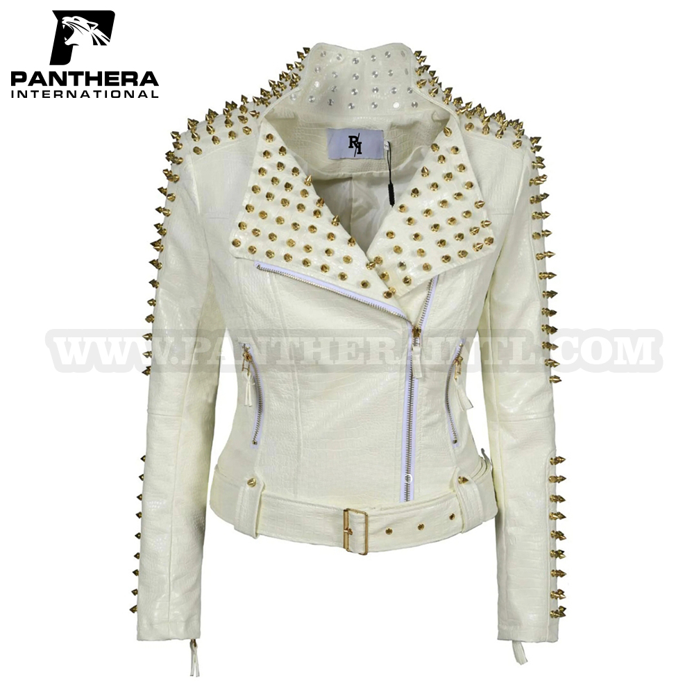2025 New Fashion Women's Punk Studded Faux Leather 1