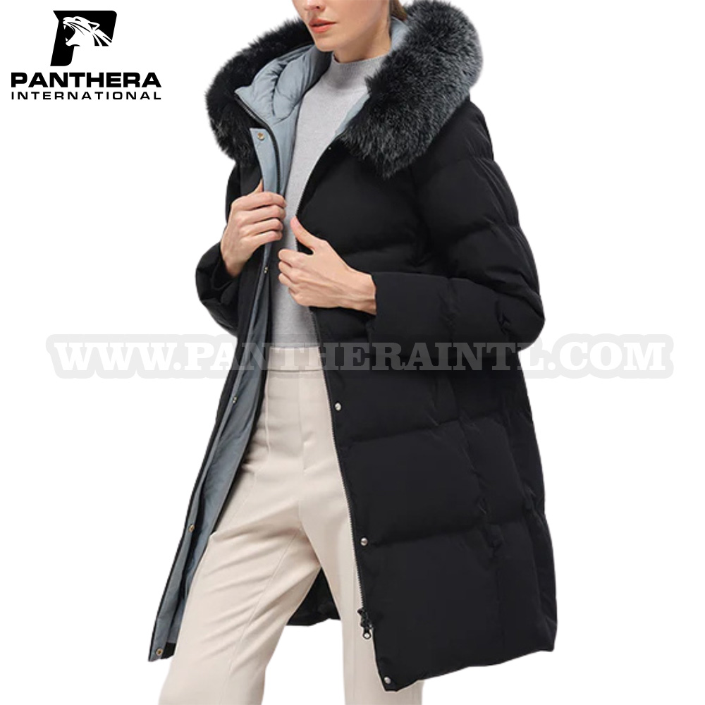 Mid Length Jacket Large Fur Hooded
