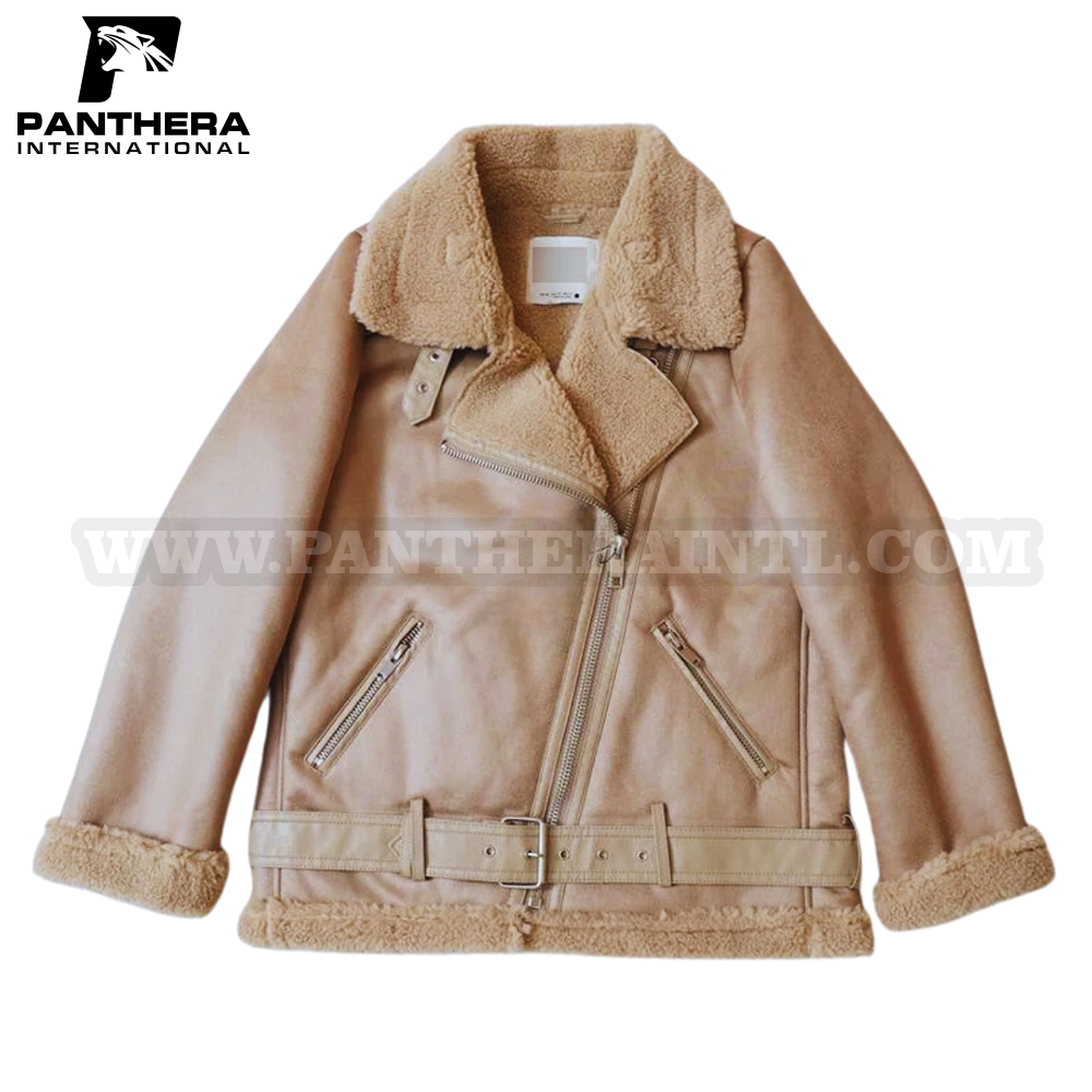 New Women's Faux Fur and Leather Combo Jacket Bomber(1)