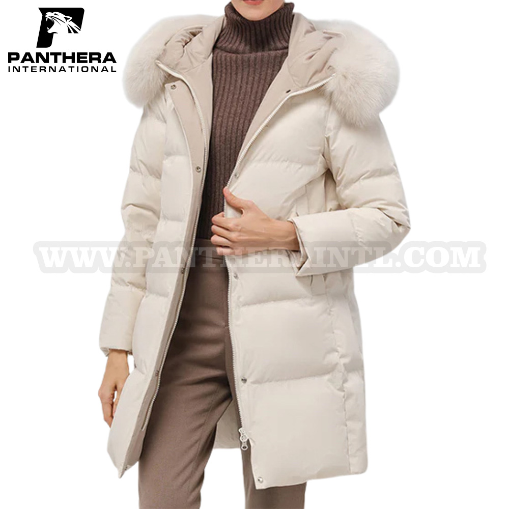 Puffer Mid Length Fur Hooded Jacket (2)