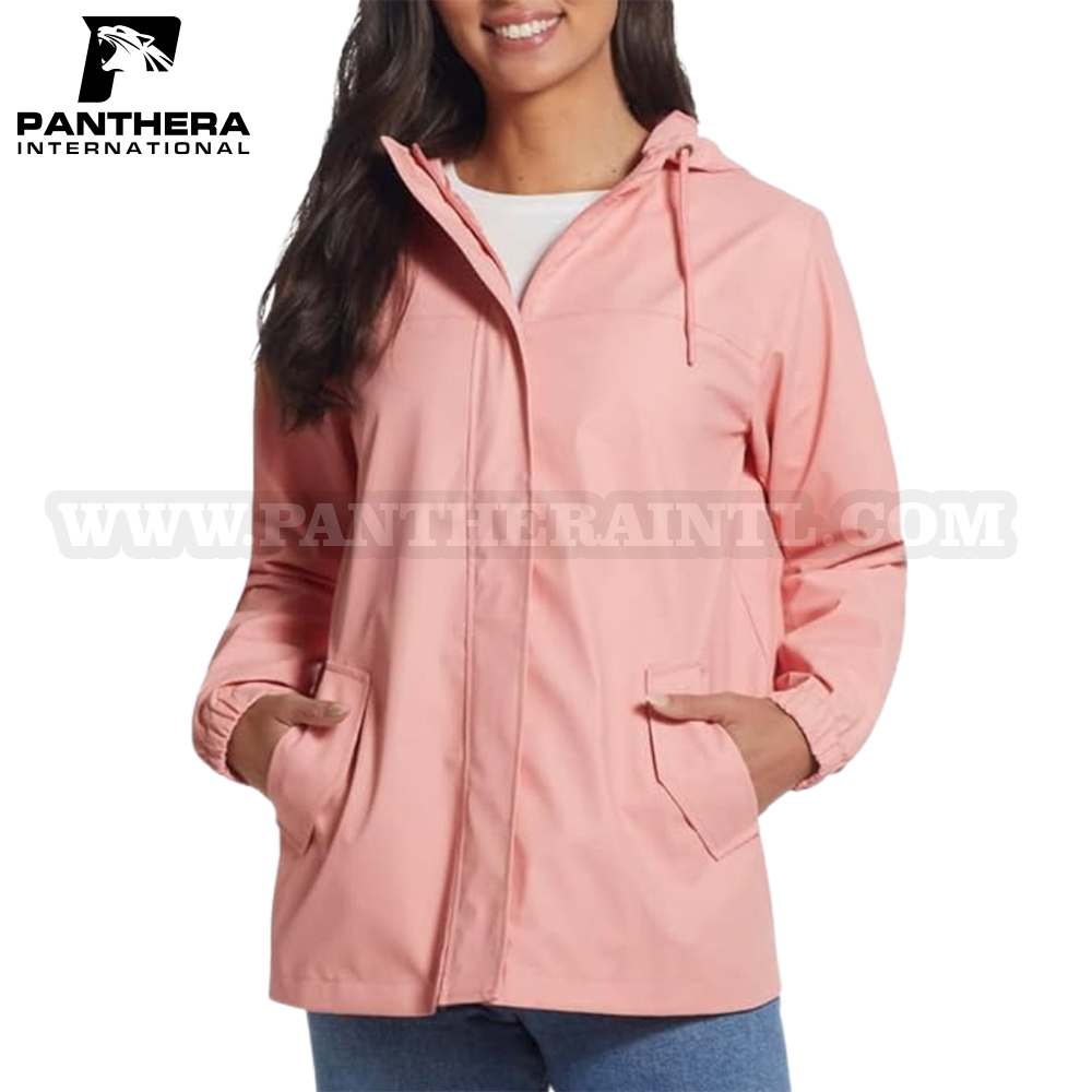 Windbreaker Raincoat for Women-Hooded Rain Slicker