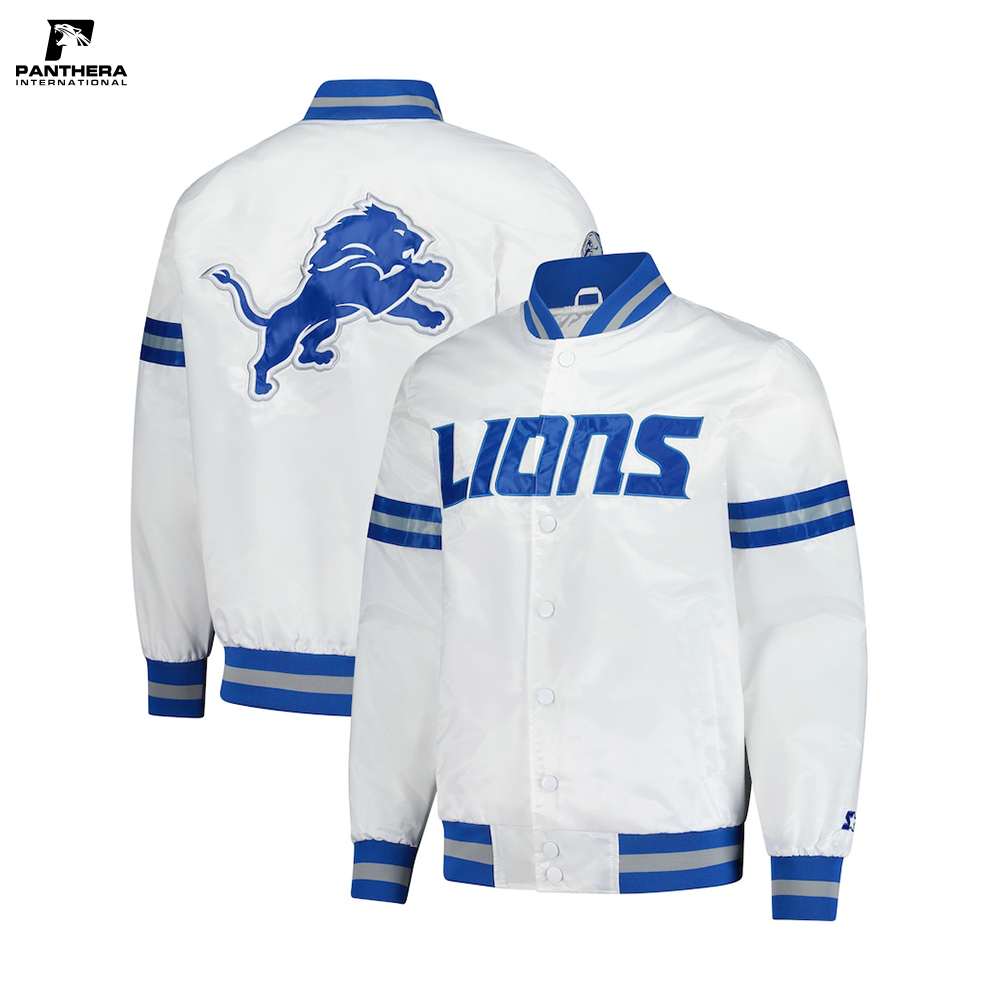 Lion White Detroit Lions Scout Women Varsity Jacket