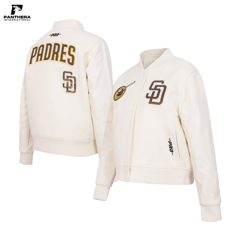 Cream Pro Standard San Diego Padres Game Day Classics Wool Women Varsity Jacket